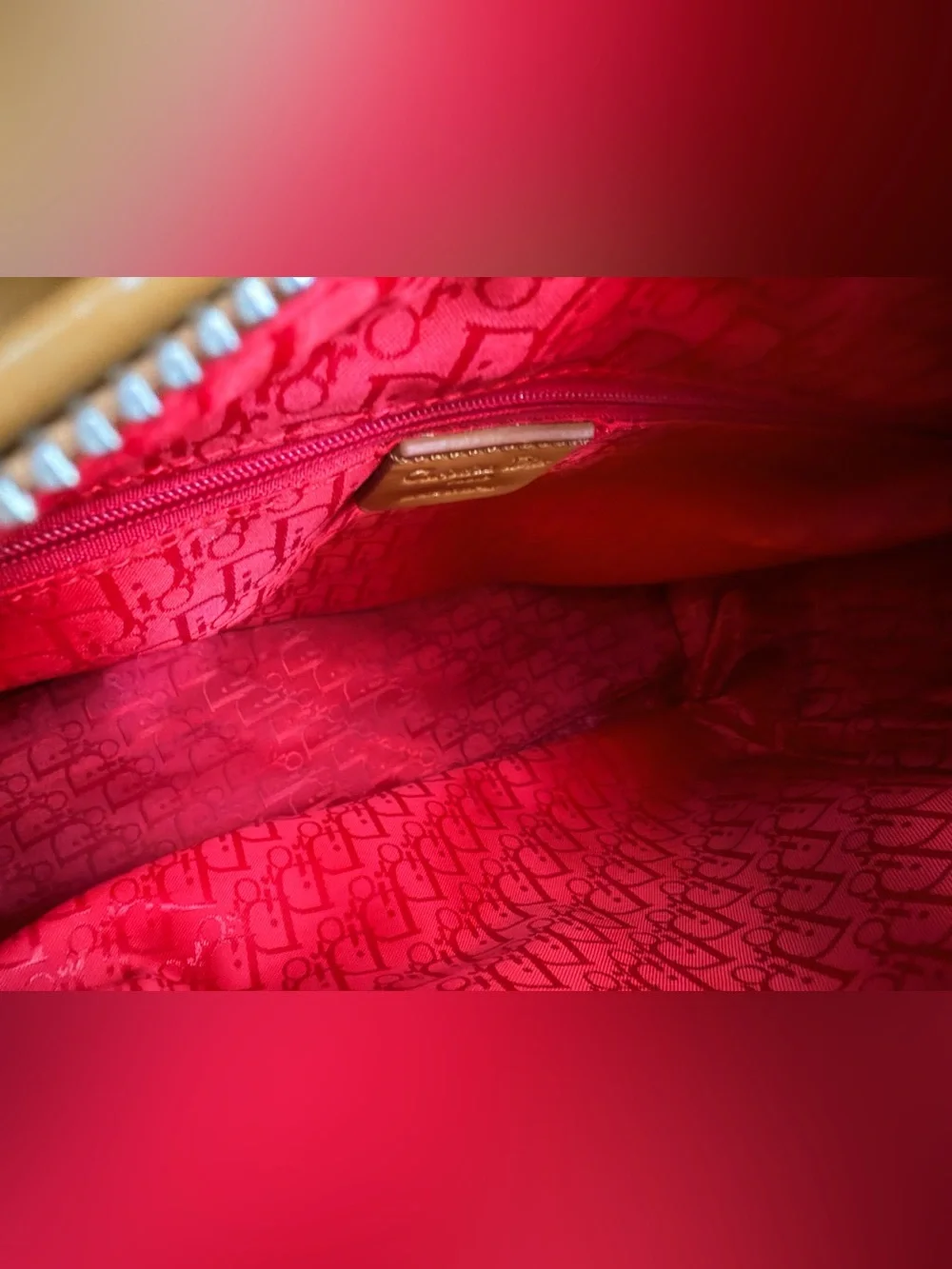 CHRISTIAN DIOR Lady Dior Mustard Gold Patent Cannage Bag + Strap